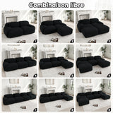 Ensemble de canapés avec accoudoirs incurvés et base antidérapante en tissu velours côtelé doux pour le salon, noir, siège 2
