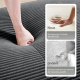 Ensemble de canapés avec accoudoirs incurvés et base antidérapante en tissu velours côtelé doux pour le salon, gris, siège 3