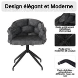 Lot de 6 Gris chaises de luxe en velours 360° pivotantes Chaises ergonomiques modernes à dossier pour salon salle à manger et dressing