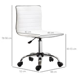 Chaise de bureau sans accoudoirs en cuir blanc réglable en hauteur - 78 à 90 cm