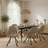 Round Table Table Table Table Timber Ø80 cm with 4 black velvet chairs, modern and comfortable style
