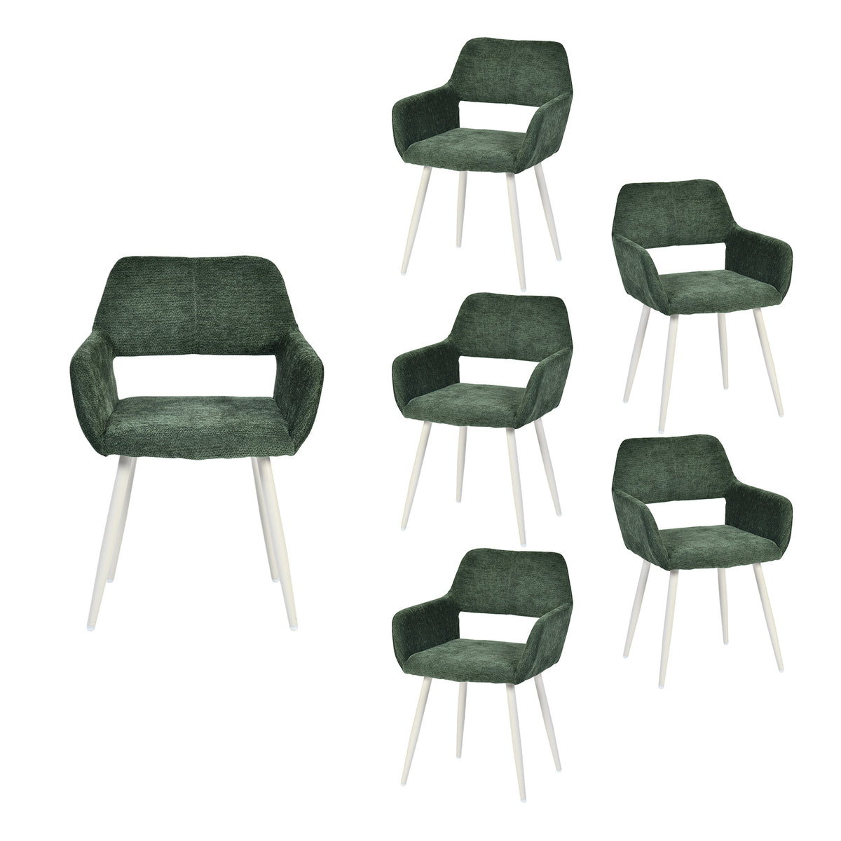 Set of 2 Scandinavian dining room armchairs with beige fabric armrests - Cromwell