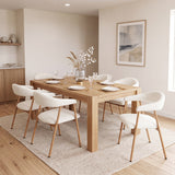 Lot de 6 fauteuils de salle à manger scandinaves avec accoudoirs en tissu beige- BONNIE
