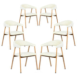 Lot de 6 fauteuils de salle à manger scandinaves avec accoudoirs en tissu beige- BONNIE