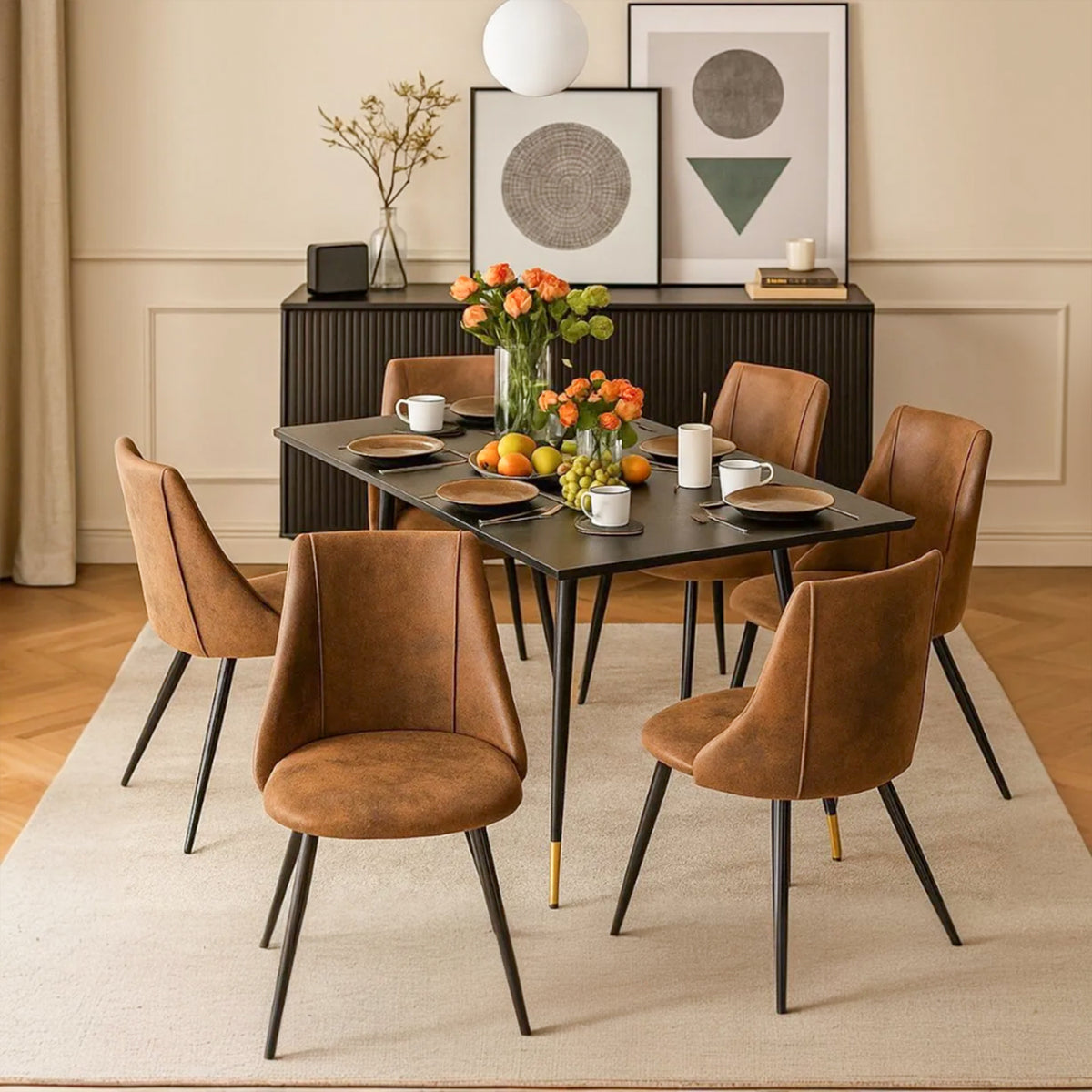 Set of 6 industrial dining chairs in suede - SMEG