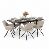 Round Table Table Table Table Timber Ø80 cm with 4 black velvet chairs, modern and comfortable style