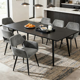 Set of 6 Scandinavian dining room armchairs with gray velvet armrests - Cromwell Corduroy