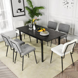 Table de salle à manger extensible industrielle pour 4 à 6 personnes en bois MDF noir - BARI