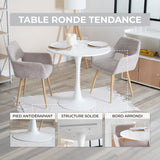 Table salle à manger ronde scandinave 2-4 personnes en bois et métal blanc - CLIFT
