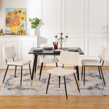 Set of 4 Scandinavian dining room chairs in beige sheepskin fabric - POMONA