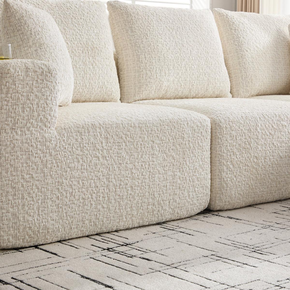 Canapé d’angle modulaire beige 3 place