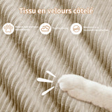 Ensemble de canapés avec accoudoirs incurvés et base antidérapante en tissu velours côtelé doux pour le salon, beige,siège2+tabouret1