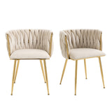 Set of 4 Industrial Style Dining Chairs With Braided File in Beige fabric - Miliana