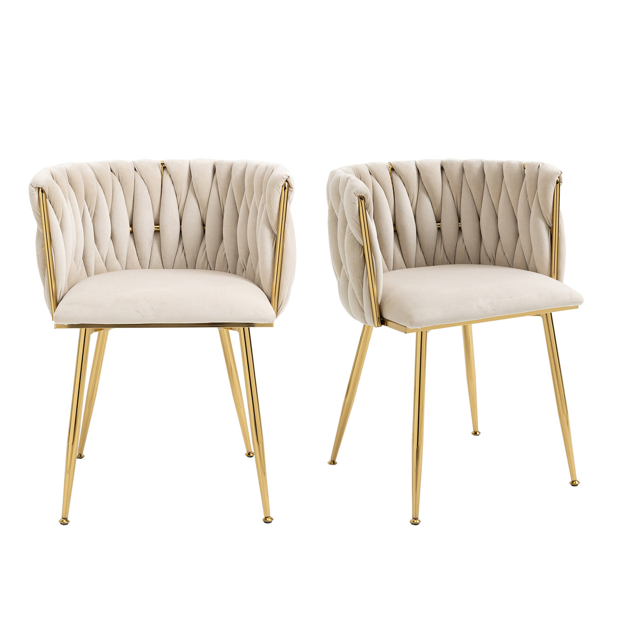 Set of 4 Industrial Style Dining Chairs With Braided File in Beige fabric - Miliana