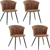 Set of 4 industrial dining chairs with suede armrests - Doncic