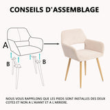 Lot de 2 fauteuils de salle à manger scandinaves avec accoudoirs en velours côtelé beige - CROMWELL CORDUROY