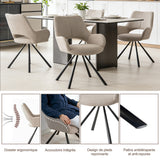 Ensemble de salle à manger comprenant une table extensible et 4 fauteuil en tissu beige