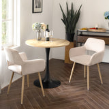 Lot de 2 fauteuils de salle à manger scandinaves avec accoudoirs en velours côtelé beige - CROMWELL CORDUROY