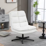 Fauteuil de loisirs pliable sans accoudoirs en tissu blanc pivotant à 360° - AESTON
