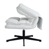 Fauteuil de loisirs pliable sans accoudoirs en tissu blanc pivotant à 360° - AESTON