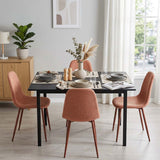 Round Table Table Table Table Timber Ø80 cm with 4 black velvet chairs, modern and comfortable style