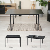 Ensemble table à manger extensible noire et 4 chaises en tissu jaune doux, style scandinave