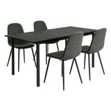 Round Table Table Table Table Timber Ø80 cm with 4 black velvet chairs, modern and comfortable style
