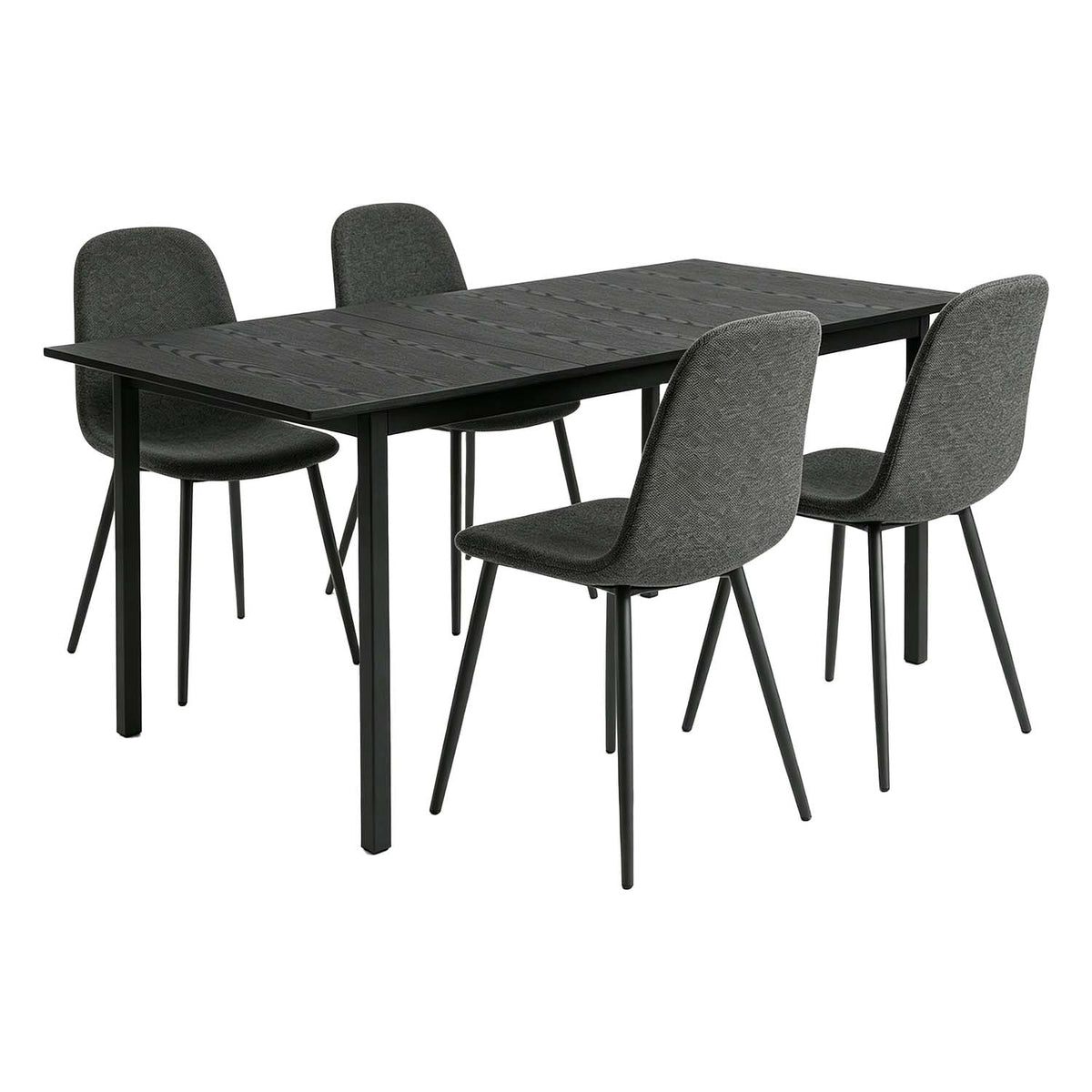 Round Table Table Table Table Timber Ø80 cm with 4 black velvet chairs, modern and comfortable style