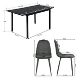 Round Table Table Table Table Timber Ø80 cm with 4 black velvet chairs, modern and comfortable style