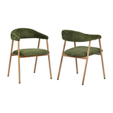 Lot de 2 fauteuils de salle à manger scandinaves avec accoudoirs en tissu vert - BONNIE