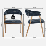 Lot de 2 fauteuils de salle à manger scandinaves avec accoudoirs en tissu bleue - BONNIE