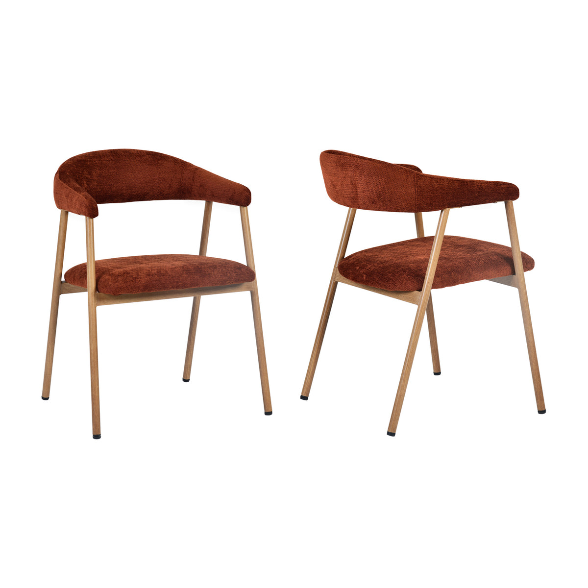 Set of 2 Scandinavian dining room armchairs with beige fabric armrests - Cromwell