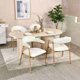 Lot de 6 fauteuils de salle à manger scandinaves avec accoudoirs en tissu beige- BONNIE