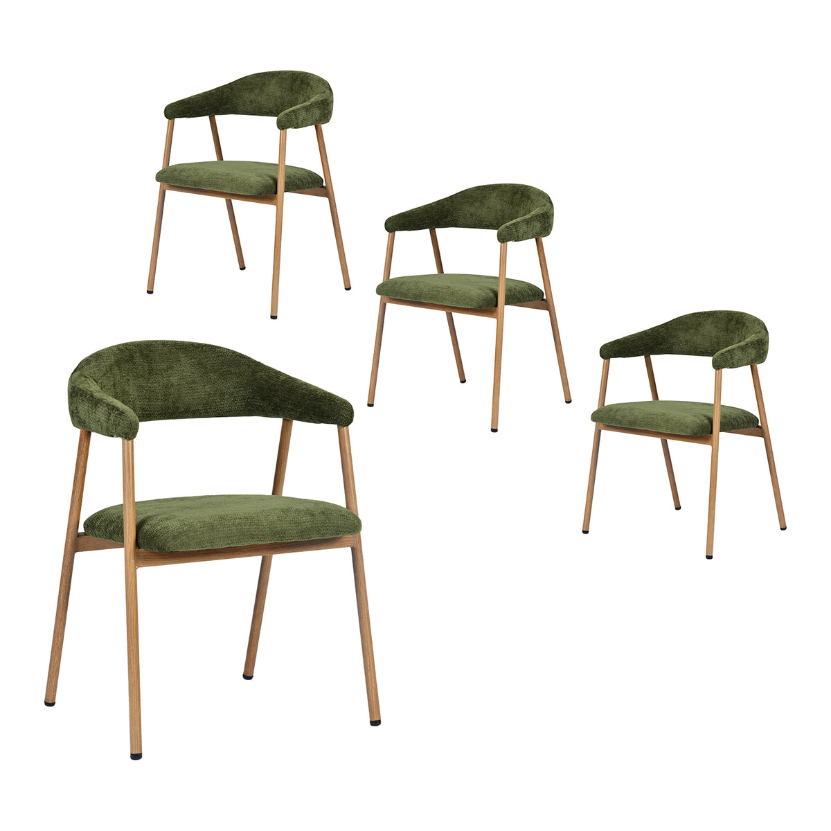Set of 2 Scandinavian dining room armchairs with beige fabric armrests - Cromwell