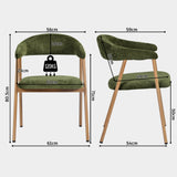 Lot de 2 fauteuils de salle à manger scandinaves avec accoudoirs en tissu vert - BONNIE