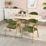 Lot de 2 fauteuils de salle à manger scandinaves avec accoudoirs en tissu vert - BONNIE