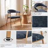 Lot de 2 fauteuils de salle à manger scandinaves avec accoudoirs en tissu bleue - BONNIE