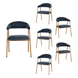 Lot de 6 fauteuils de salle à manger scandinaves avec accoudoirs en tissu bleue - BONNIE