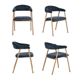 Lot de 2 fauteuils de salle à manger scandinaves avec accoudoirs en tissu bleue - BONNIE
