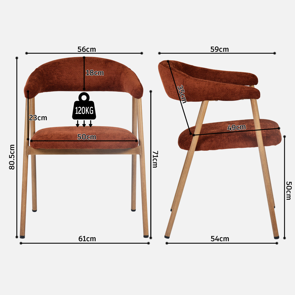 Set of 2 Scandinavian dining room armchairs with beige fabric armrests - Cromwell