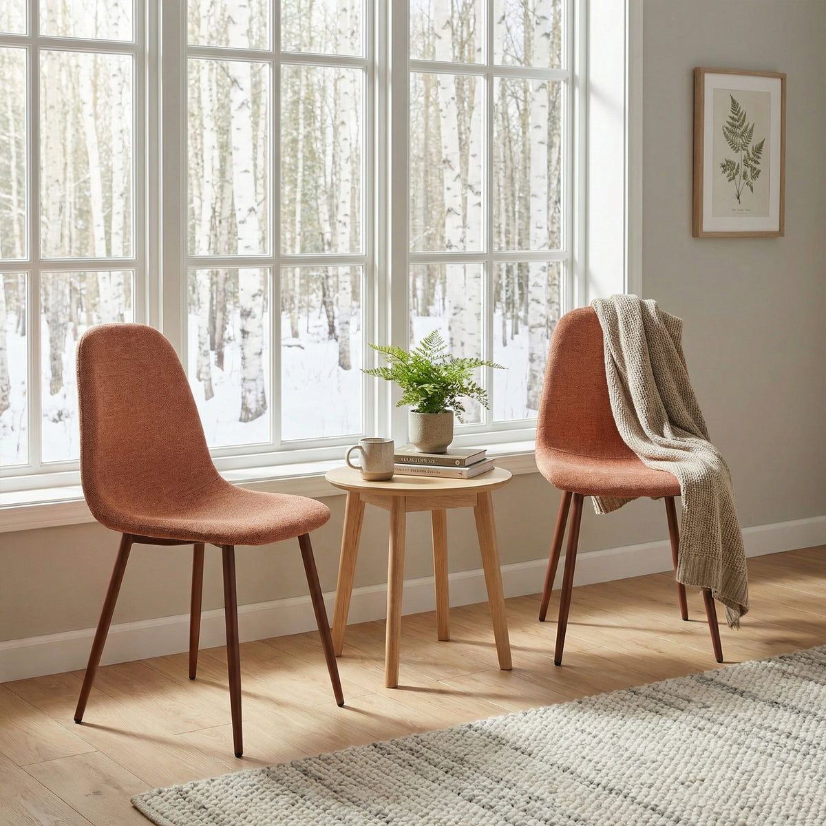 Set of 4 industrial dining chairs in suede - Charlton