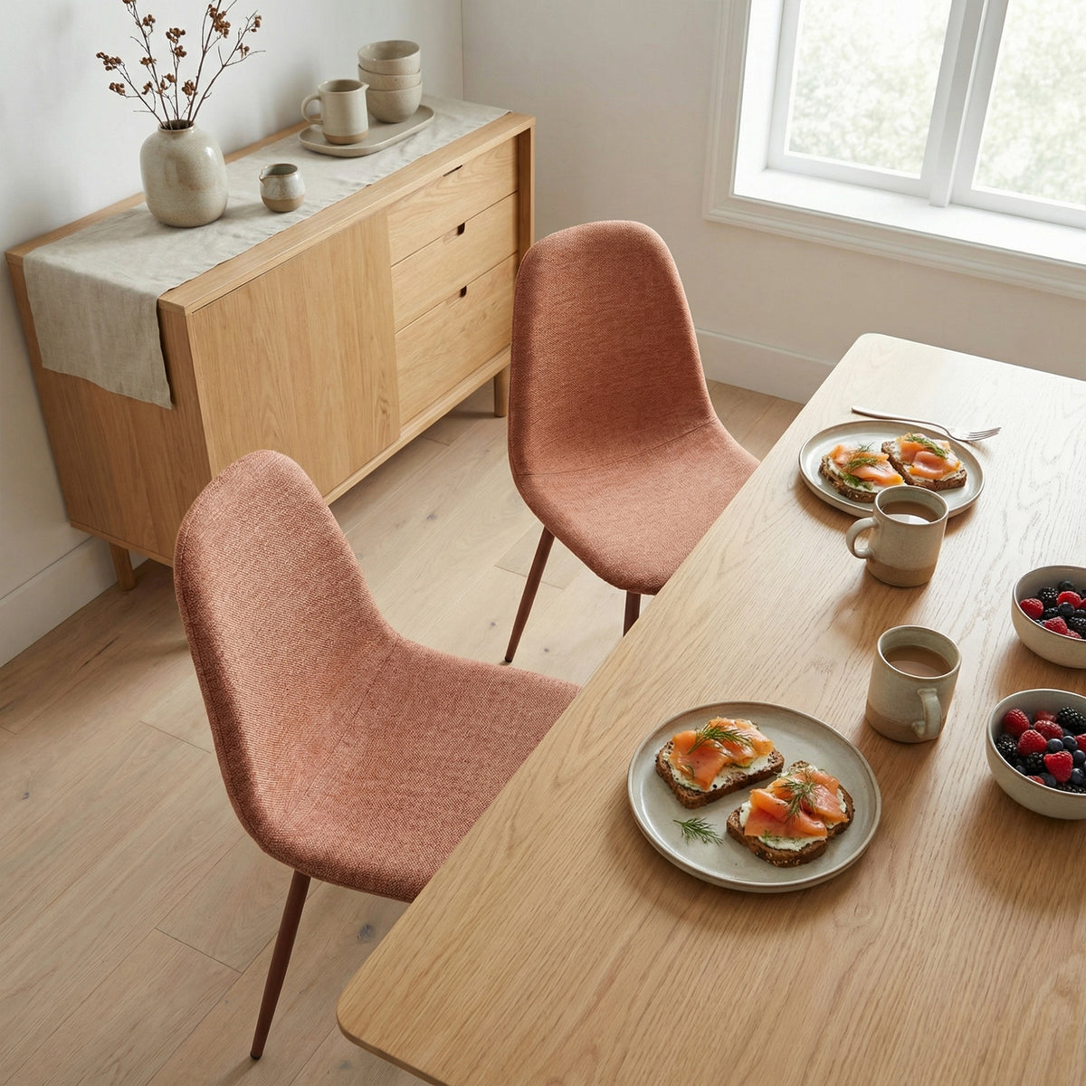 Set of 4 industrial dining chairs in suede - Charlton