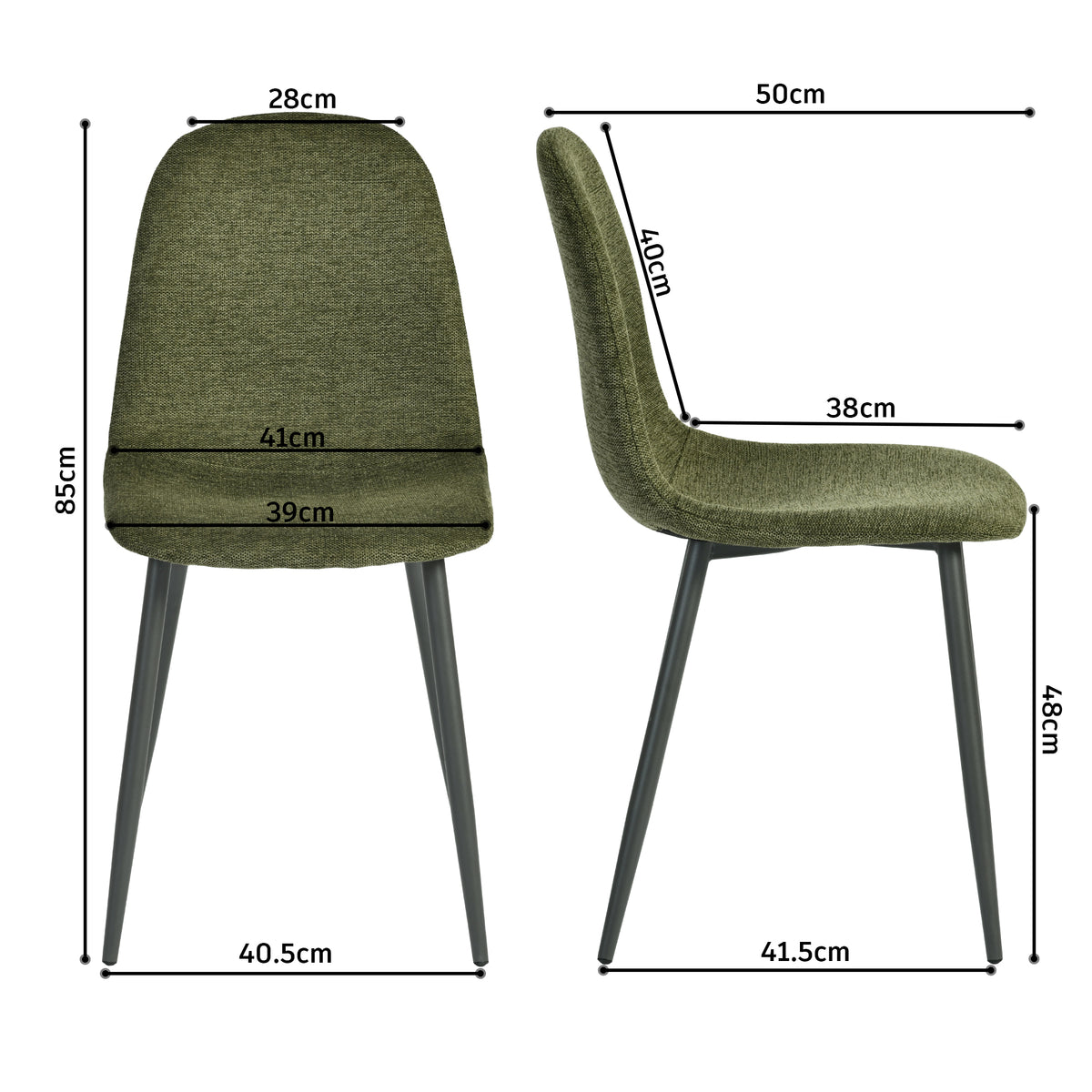 Set of 4 industrial dining chairs in suede - Charlton