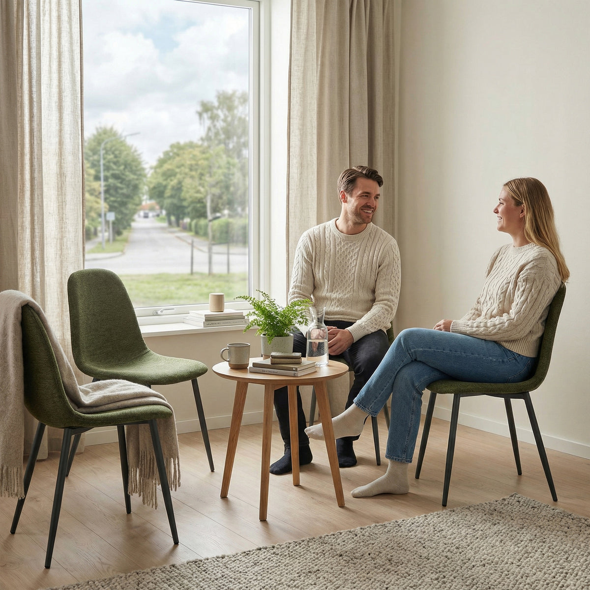 Set of 4 industrial dining chairs in suede - Charlton