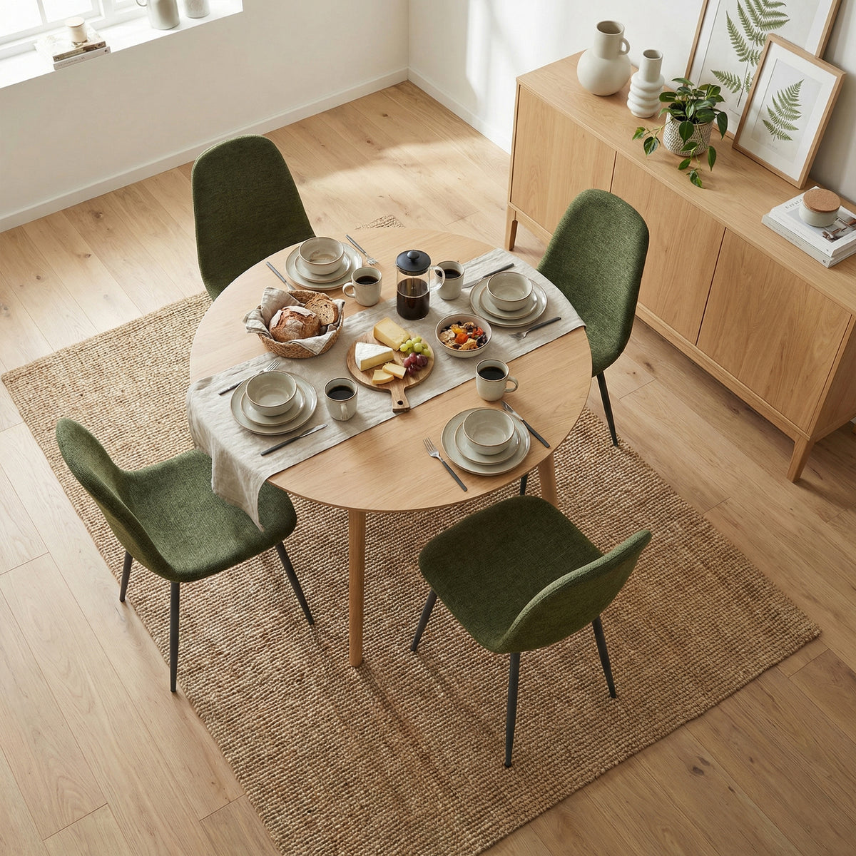 Set of 4 industrial dining chairs in suede - Charlton