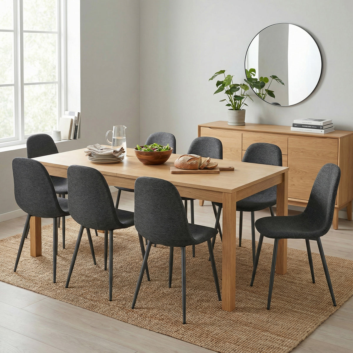 Set of 4 industrial dining chairs in suede - Charlton
