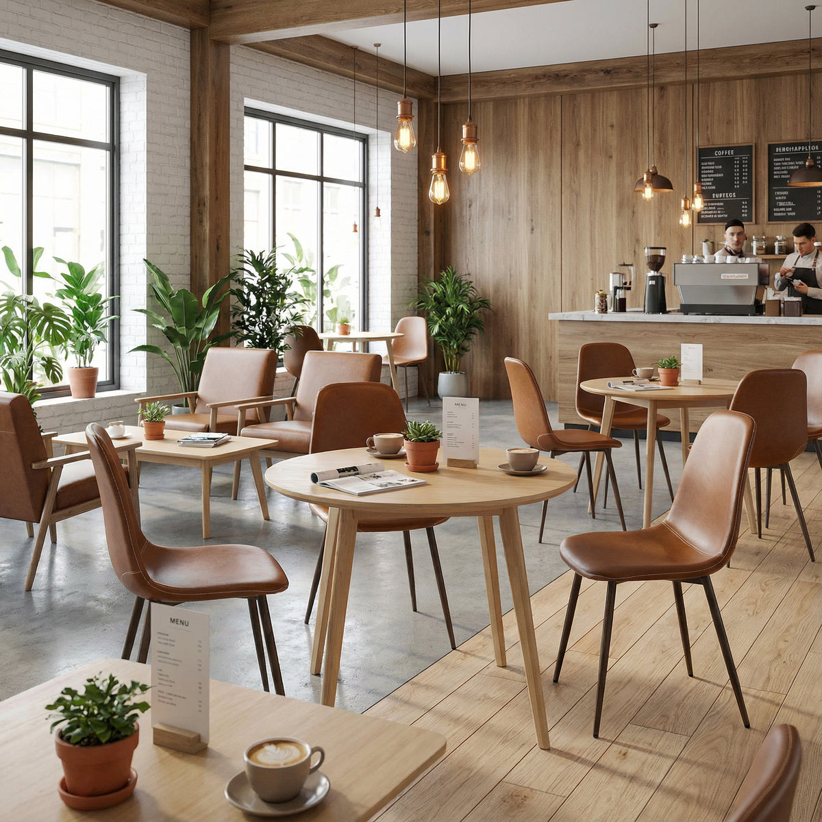 Set of 4 industrial dining chairs in suede - Charlton