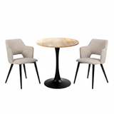 Round Table Table Table Table Timber Ø80 cm with 4 black velvet chairs, modern and comfortable style