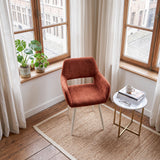 Lot de 2 fauteuils de salle à manger scandinaves avec accoudoirs en chenille terracotta - CROMWELL