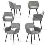 Set of 6 Scandinavian dining room armchairs with gray velvet armrests - Cromwell Corduroy